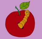 Dibujo Manzana con gusano pintado por marelizavala