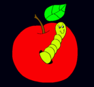 Dibujo Manzana con gusano pintado por anitamanquito