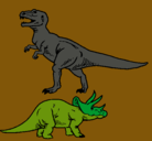 Dibujo Triceratops y tiranosaurios rex pintado por ajentedl
