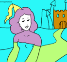 Dibujo Princesa y castillo pintado por carla