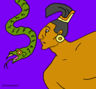 Dibujo Serpiente y guerrero pintado por leo
