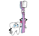Dibujo Muela y cepillo de dientes pintado por piolinchin