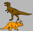 Dibujo Triceratops y tiranosaurios rex pintado por pere