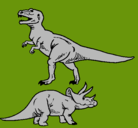 Dibujo Triceratops y tiranosaurios rex pintado por erik