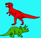 Dibujo Triceratops y tiranosaurios rex pintado por luisomar