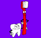 Dibujo Muela y cepillo de dientes pintado por julieta