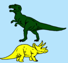 Dibujo Triceratops y tiranosaurios rex pintado por tomas.s