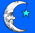 Dibujo Luna y estrella pintado por fer