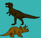 Dibujo Triceratops y tiranosaurios rex pintado por juanma