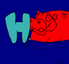 Dibujo Hipopótamo pintado por frank