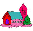 Dibujo Casa pintado por navidad.................