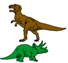 Dibujo Triceratops y tiranosaurios rex pintado por marcos