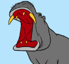 Dibujo Hipopótamo con la boca abierta pintado por monik