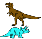 Dibujo Triceratops y tiranosaurios rex pintado por ALVARO