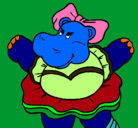 Dibujo Hipopótama con lazo pintado por yuliana