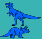 Dibujo Triceratops y tiranosaurios rex pintado por juliethmelo