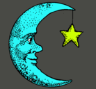 Dibujo Luna y estrella pintado por cecy