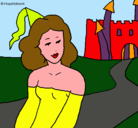 Dibujo Princesa y castillo pintado por selene
