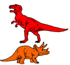 Dibujo Triceratops y tiranosaurios rex pintado por Josluis