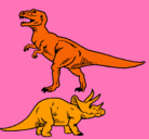Dibujo Triceratops y tiranosaurios rex pintado por ainarasmc