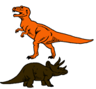 Dibujo Triceratops y tiranosaurios rex pintado por yael
