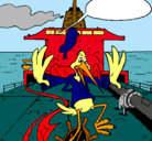 Dibujo Cigüeña en un barco pintado por IRA