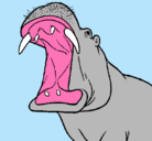 Dibujo Hipopótamo con la boca abierta pintado por emita