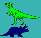Dibujo Triceratops y tiranosaurios rex pintado por dgtedg
