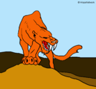 Dibujo Tigre con afilados colmillos pintado por gatita