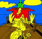 Dibujo Cigüeña en un barco pintado por OSPINO