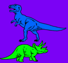 Dibujo Triceratops y tiranosaurios rex pintado por michelleysamuel