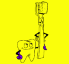 Dibujo Muela y cepillo de dientes pintado por karla