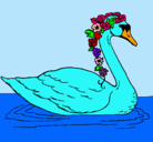 Dibujo Cisne con flores pintado por kevin