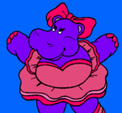 Dibujo Hipopótama con lazo pintado por luciana