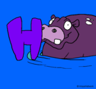 Dibujo Hipopótamo pintado por almendraconcha
