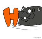 Dibujo Hipopótamo pintado por H