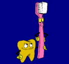 Dibujo Muela y cepillo de dientes pintado por nicolle