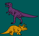 Dibujo Triceratops y tiranosaurios rex pintado por armando