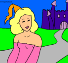 Dibujo Princesa y castillo pintado por clara