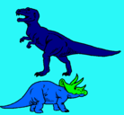 Dibujo Triceratops y tiranosaurios rex pintado por annitxi