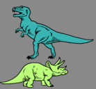 Dibujo Triceratops y tiranosaurios rex pintado por ricardo