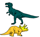 Dibujo Triceratops y tiranosaurios rex pintado por gonzi