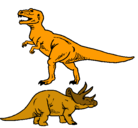 Dibujo Triceratops y tiranosaurios rex pintado por copo