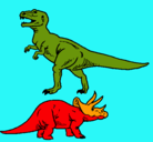 Dibujo Triceratops y tiranosaurios rex pintado por yeray