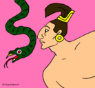 Dibujo Serpiente y guerrero pintado por ninfa