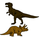 Dibujo Triceratops y tiranosaurios rex pintado por brandon