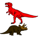 Dibujo Triceratops y tiranosaurios rex pintado por santiago