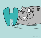 Dibujo Hipopótamo pintado por LEO
