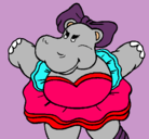 Dibujo Hipopótama con lazo pintado por MORA