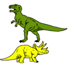 Dibujo Triceratops y tiranosaurios rex pintado por losmolkas